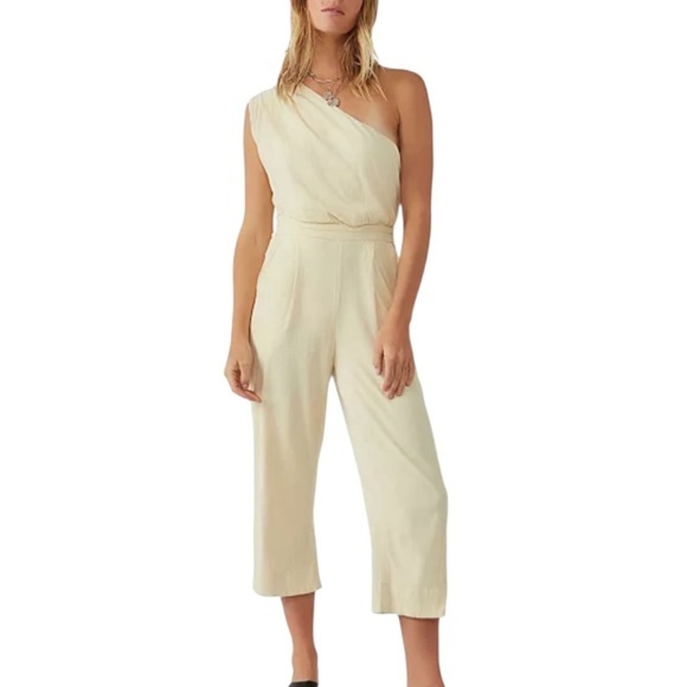 Free People Women's Avery One-Shoulder Cropped Jumpsuit Size 4
